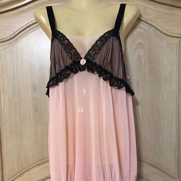 Betsey Johnson Other - Betsey Johnson Pink and Black Lace Babydoll